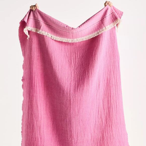 Anthropologie Jolene Throw Blanket – Cotton Wool Blend Pink 70x50 – NWT - Picture 1 of 3